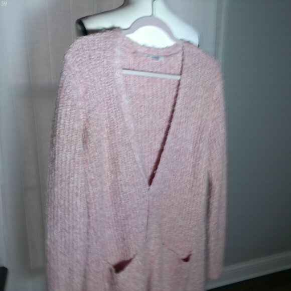 BB DAKOTA  by Steve Madden NWT Long Sleeve Open Front Pink Cardigan w/ Pockets L - Picture 2 of 9